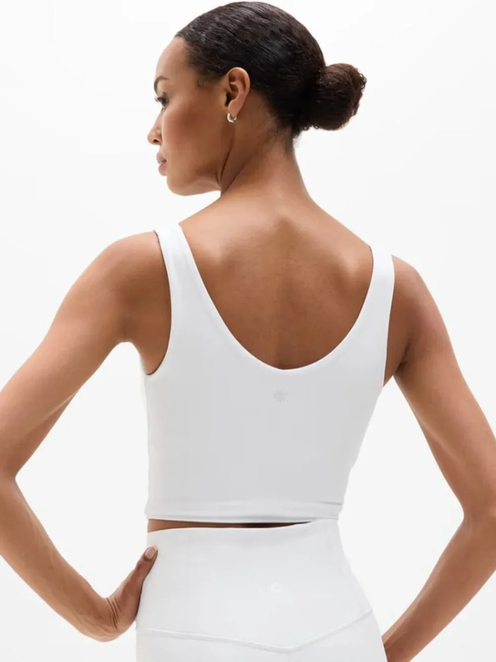 Athleta Transcend V-Neck Crop Sports Bra Bright D-DD+ Small White
